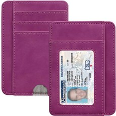[ 1262939 ] HOTCOOL 남성용 슬림 지갑 미니멀리스트 전면 포켓 심플한 가죽 신용카드 홀더 RFID 차단 남성 및 여성용 얇은 오거나이저 선물 스킨-퍼플