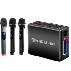 大聲公 樂將型重低音無線式多功能行動音箱/喇叭(三手持麥克風組), 尊貴黑