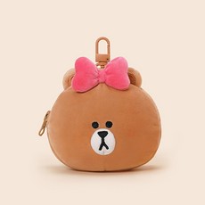 LINE FRIENDS 經典系列寵物毛絨拾便包收納包 (可愛造型 方便攜帶 大容量), 1個, 熊美, 熊美