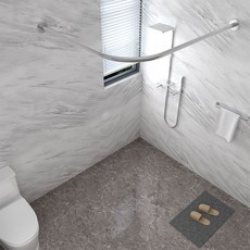 코너 샤워커튼봉 대형 스테인리스 ㄱ자 방수 접이식 U자, 1개, 욕실 커튼 없음 (단일봉)