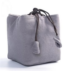 嘉義出貨 日式加厚棉麻快客杯佈包一壺單杯便攜旅行茶具收納袋子手提束口布袋, 灰色, 1個