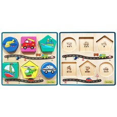 3세완구 반쪽그림 도형분할 원목 입체퍼즐/ 놀이학습 보육기관 놀이교구 유아교구, 1개