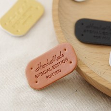 우후 핸드메이드 가죽 라벨 5color, 5개, 브라운+블랙+화이트+골드+실버