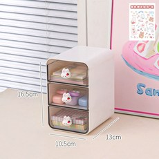 서온리 깔끔 책상 정리 귀여운 플라스틱 3단 소품 미니 수납함 서랍장, 오프화이트 소형, 3.1단
