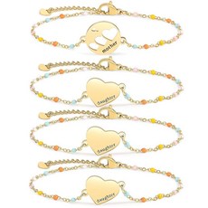 ECLATIS DS 어머니 딸 디자인 팔찌 세트 18k도금 금 도금 스테인리스 스틸 하트 하이퀄리티 주얼리 여성 여아용 어머니/딸을 위한 어머니의 날 특별한 선물 엄마와, 골드-7