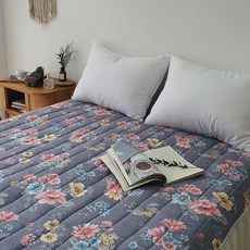 룸마이룸 전기 온수 매트커버 19종 모음 S Q 온열 전기장판 전기매트 라텍스 탄소매트 요커버, 13_레트로가든_블루