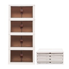 순수팩토리 프리미엄 이동식 폴딩 수납장 4단 다용도 도어형 (수납장4개 상판뚜껑1개)