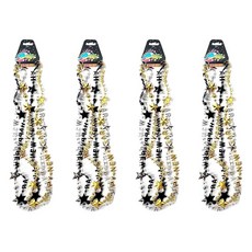 해피 뉴 이어 이브 모듬 골드 블랙 실버 컬러 파티 비즈 목걸이 24개 팩 플라스틱. 플라스틱, 해피 뉴 이어 이브 모듬 골드 블랙 실버 컬러 파티 비