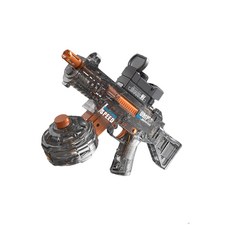 電動水槍 電動連發手槍 火光冰鼠電動水槍 自動吸水水槍 冰爆水槍 玩具水槍 大容量水槍 兒童禮物 UZI, 1個, 電動款MP5【燈光款】-灰色,【槍口火-全息-彈鼓-電池】, 灰色