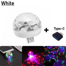 호환 LED USB 디스코 DJStage 자동차 조명 휴대용 가족 파티 공 라이트 바 클럽 무대 효과 램프 전화, 05 White USB Type-C