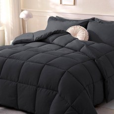 DOWNCOOL Comforters 캘리포니아 킹 사이즈 이불 인서트 화이트 사계절용 이불 경량 퀼트 코너 탭이 있는 다운 대체 호텔 이불 (화이트 캘리포니아 킹 26, 블랙