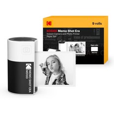 KODAK 메모 샷 ERA 키즈 인스턴트 디지털 카메라 및 사진 라벨 프린터노란색 카메라 10롤, Camera + 10 Rolls, White
