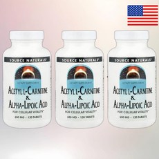 소스네츄럴스 아세틸 L 카르니틴 알파 리포산 650mg 120정, 3개
