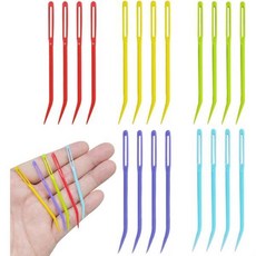 코바늘 뜨개질 다닝 태피스트리 재봉 공예를 위한 아코이틀 20개 대형 눈실 바늘 날카로운 구부러진 끝 5가지 색상 플라스틱 2.76인치, 20, 5 Color-2.76In