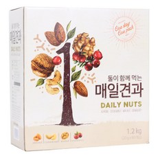 둘이 함께 먹는 매일견과 1.2kg 아몬드호두 견과/60봉, 둘이 함께 먹는 매일견과 1.2kg 아몬드호두 견과/6, 1개