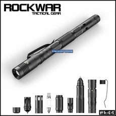ROCKWAR 魅影多功能戰術筆 戰術電筒 破窗器 螺絲起子 開瓶器 口哨, 黑色, 1個
