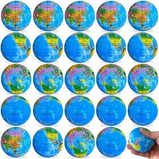 20개 2.5인치 동기 부여 스트레스 볼 컬러풀 폼 볼 영감을 주는 해소 손 운동 성인, Earth