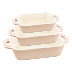 스타우브 에나멜 세라믹 스퀘어 오븐 팬 3개입, 피치 핑크, 1개