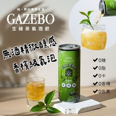 【GAZEBO】生綠茶氣泡飲24罐(一箱)香檳級氣泡、無糖、無色素、無甜味劑、專業茶師研發, 1個