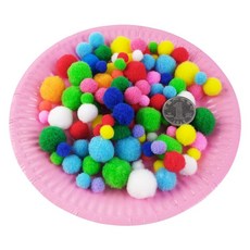 彩色毛球大小混款彩色毛絨球毛球幼兒園材料包彩色毛球毛球混色毛球毛根DIY DIY材料七彩毛球毛毛球, 1個, 毛絨球(彩色大小混裝約100個), 彩色