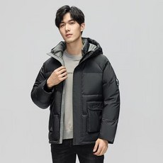 LARGE STORE 秋冬禦寒工裝多口袋加厚連帽羽絨外套 情侶外套 禦寒外套 男生外套 機車外套 冬衣服