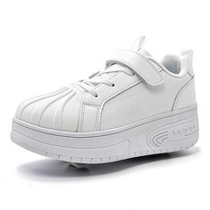 Umerigo 롤러 스케이트 슈즈 아동용 남아 여아 휠 라이트 업 LED 패션 스니커즈 화이트. 1 리틀 키즈