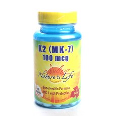 Nature's Life K2 (Mk-7) 100mcg 素食片, 1個, 60 件