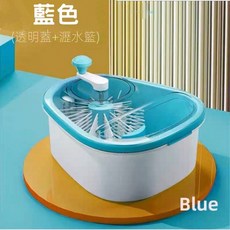 蔬果洗機 超聲波洗菜機 洗菜籃 果蔬淨化器 瀝水籃, 旋轉式果蔬清洗器 藍色(限一)