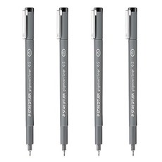 스테들러 피그먼트 라이너 308 잉크펜/드로잉, 0.5-검정, 4개입