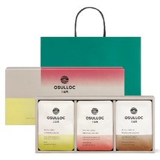 OSULLOC 精選草本禮盒+購物袋組, 1組, 洋甘菊風味茶 5入+洛神花茶 5入+南非國寶茶 5入