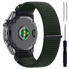 더조은셀러퀵핏 벨크로 스트랩 20mm 22mm 분리연장 봉 변경 가민 호환 포러너 피닉스 에픽스 어프로치 인스팅트 디센트 비보 액티브 베뉴, 1개, 다크그린