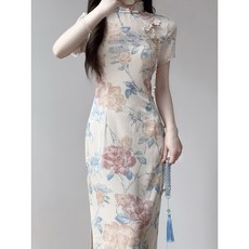 2026春夏新款新中式國風氣質旗袍 - 優雅改良版宴會禮服氣質長裙, 1個, 杏色披肩【均碼，默認拍M】,M