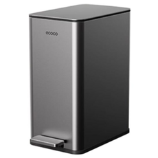 ecoco 腳踏式垃圾桶 時尚簡約 靜音緩降 雙層設計 防指紋易清潔, E25039槍灰色
