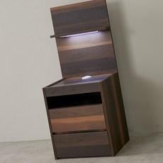 다크브라운 LED 침대협탁 USB충전 서랍협탁