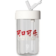 Germ 코크 로고 캐주얼 스트로우 휴대용 콜드컵, 투명 화이트, 500ml, 1개