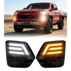SDPVorn DRL 방향 지시등 2023-2025 쉐보레 콜로라도 안개등 베젤 LED 주간 주행등 앰버 깜박임 헤드라이트 프론트 범퍼 액세서리 ZR2에는 맞지 않음 (시크, 스포티한 스타일
