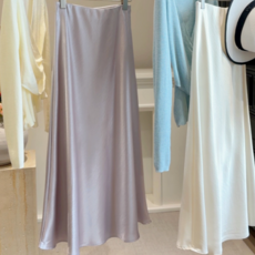 레이디 매직(lady magic) 여성 우아한 고급 감성 하이웨스트 머메이드 새틴 롱 스커트