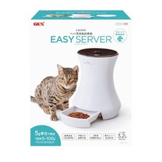 日本GEX寵物自動餵食器，電子計量健康管理飼料碗，犬貓定時定量餵食好幫手, 1個, 57399便宜行事飼服器, 白色, 3.2L