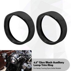 오토바이 보조 안개등 램프 바이저 트림 커버 광택 블랙 할리 다이나 투어링 소프 인치, Trim ring