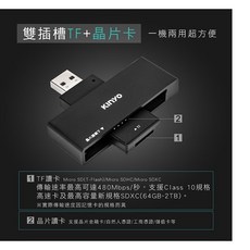 KINYO KCR-356 雙插槽TF+晶片讀卡機, 1個