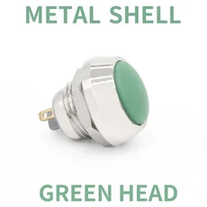 1Pcs 2Pin 미니 소형 스위치 12mm 2A 방수 순간 푸시 버튼 재설정 비 잠금 금속 쉘 1NO 36V 색상, 01 1PCS(1NO), 01 Screw feet(1NO), 01 Metal  Green