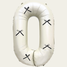 파티룰루 숫자풍선 대형 생일파티 리본 아이보리, 숫자 0