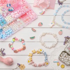 DIY 취미 팔찌 목걸이 반지 키링 만들기 24칸 비즈공예 세트, 1개, 유니콘