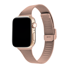 w9999 Apple Watch替換7 SE 6 3薄款Milanese Loop錶帶 38 40 41 42 44 45mm, 玫瑰金, 42/44/45mm