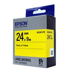 EPSON 엡손 정품 24mm_SC24Y-PX 노랑바탕 검정글씨 라벨 테이프 라벨 프린터 전용