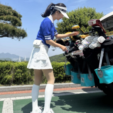 로로얼로이 여름 골프티셔츠 반팔 카라 냉감 골프니트 아이스블루 여성골프웨어