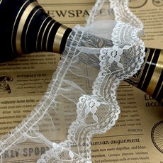 리보니 주름 레이스 라셀 망사 75007 1y (90cm), 2개, 오프화이트