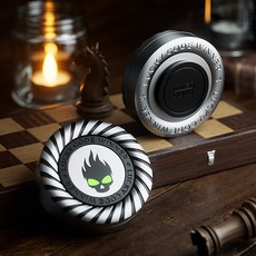 EDC指尖陀螺EDC解壓玩具 指尖把玩件 EDC惡魔指尖陀螺 棗輪手把件 減壓神器 啪啪幣 機械推牌 按壓鍵, 1個, 【小惡魔】銀