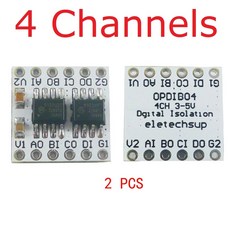 3V 5V 8CH 디지털 UART 변환기 IIC GPIO TTL LvTTL 절연 150Kbps 통신 레벨 모듈 SPI RS485, 4 Channels 2 PCS