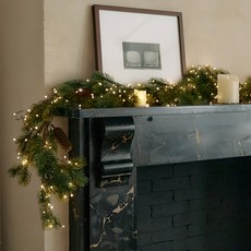 BEBEDECO 植物花環樹 + 2個透明掛勾 + 150球LED暖光串燈, 綠色, 1套